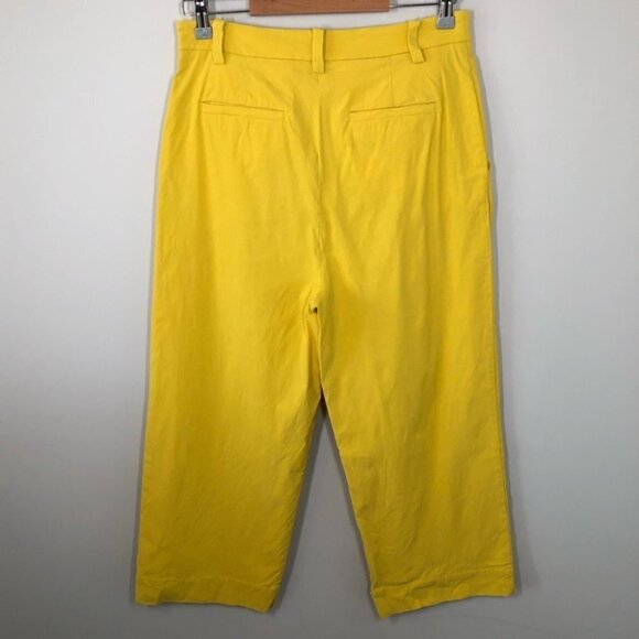 Anthropologie Bright Yellow Wide Leg Cropped Pants Size 6 Petite - Picture 6 of 6